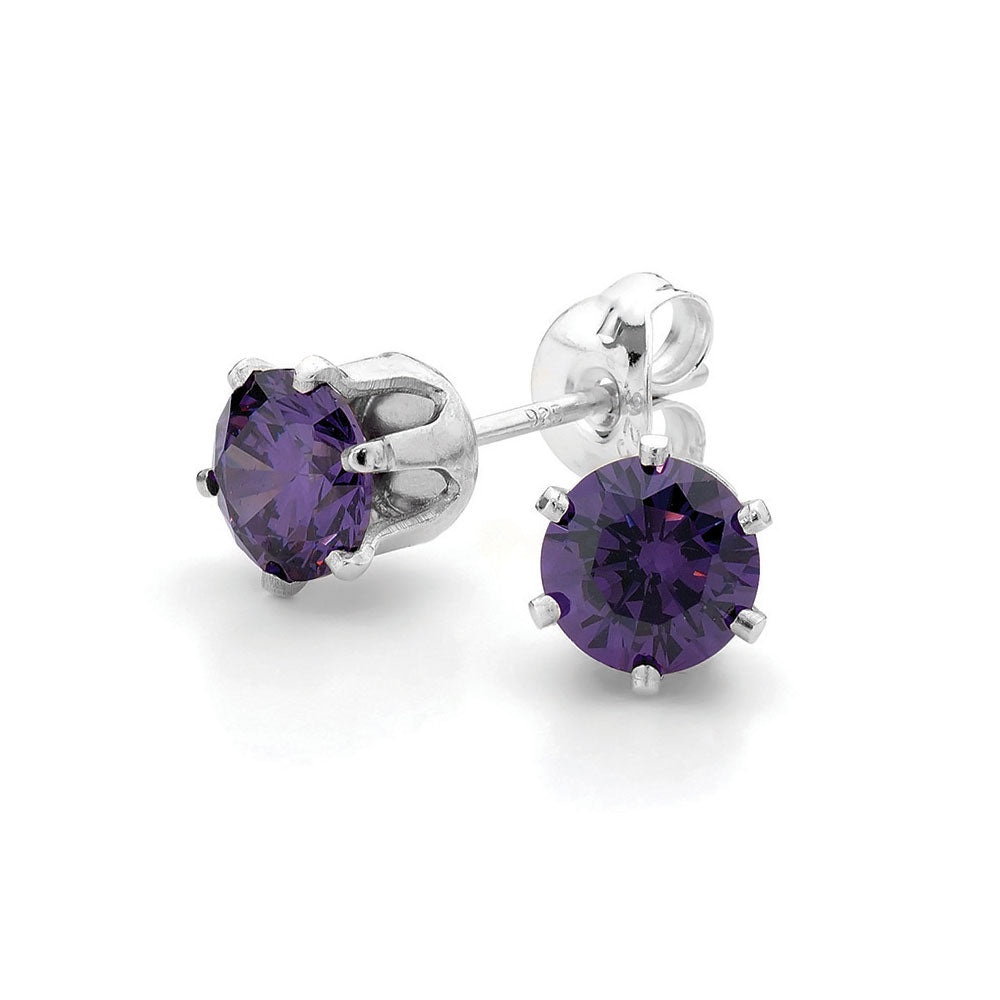 Purple 5mm CZ Stud Earrings