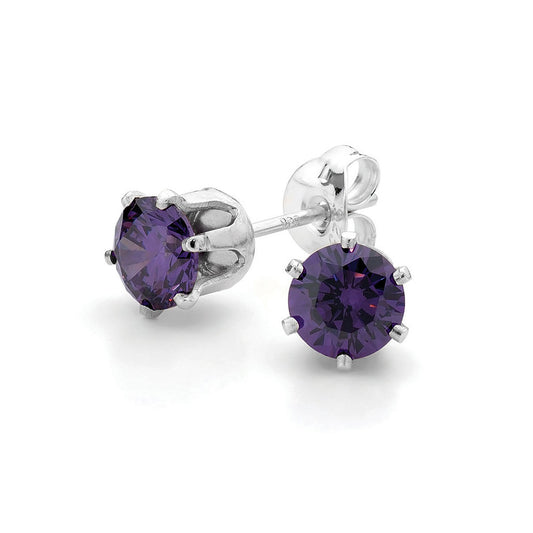 Purple 5mm CZ Stud Earrings