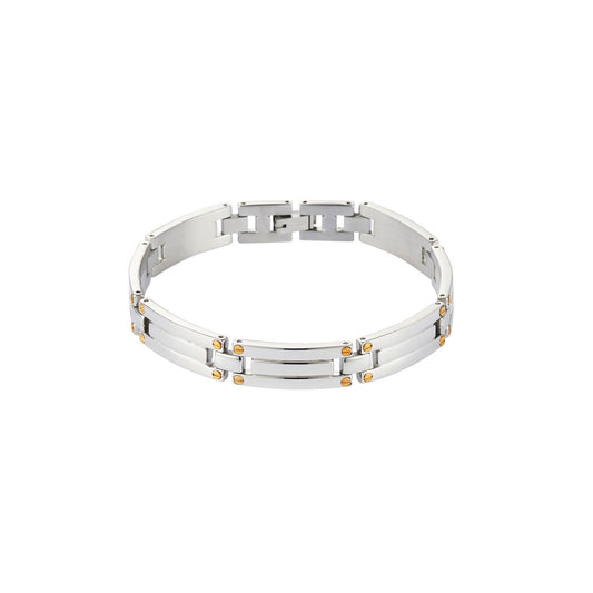 Mens Steel Bracelet with Gold Plated Screw Details