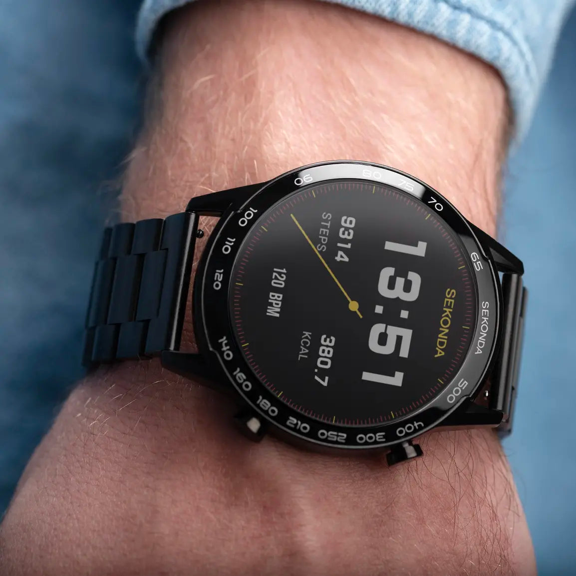 Sekonda Active Plus Smart Watch | Black Alloy Case & Stainless Steel Bracelet | 30226