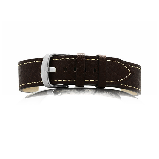 18mm Cockpit - Black Grained Cowhide Nubuck Lining Leather Watch Strap