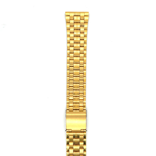 Mens Gold Plated Stainless Steel 18mm Bracelet Watch Strap