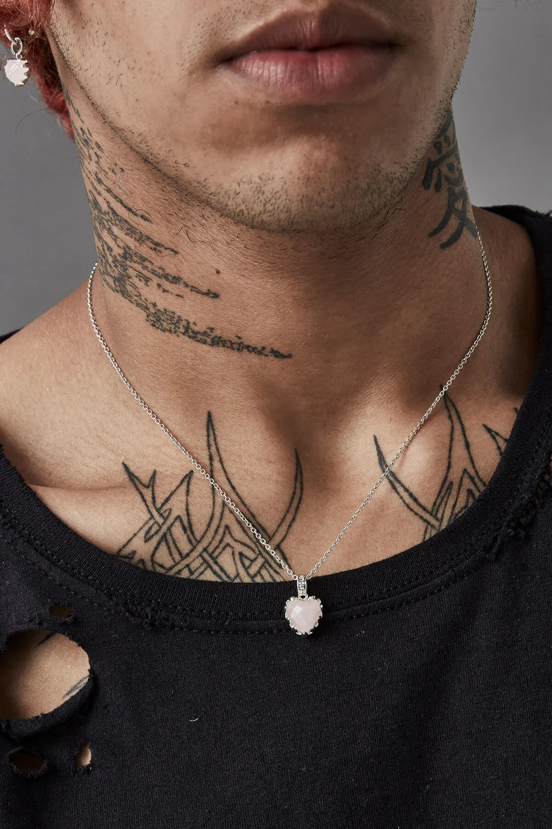 Love Claw Necklace - Rose Quartz