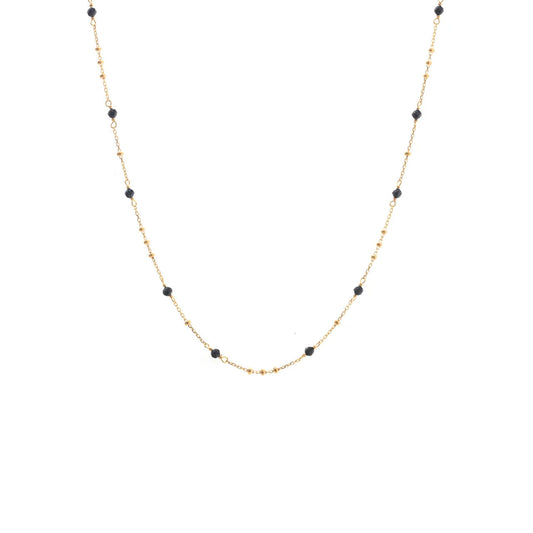 Dotty Necklace Black Spinel + Gold