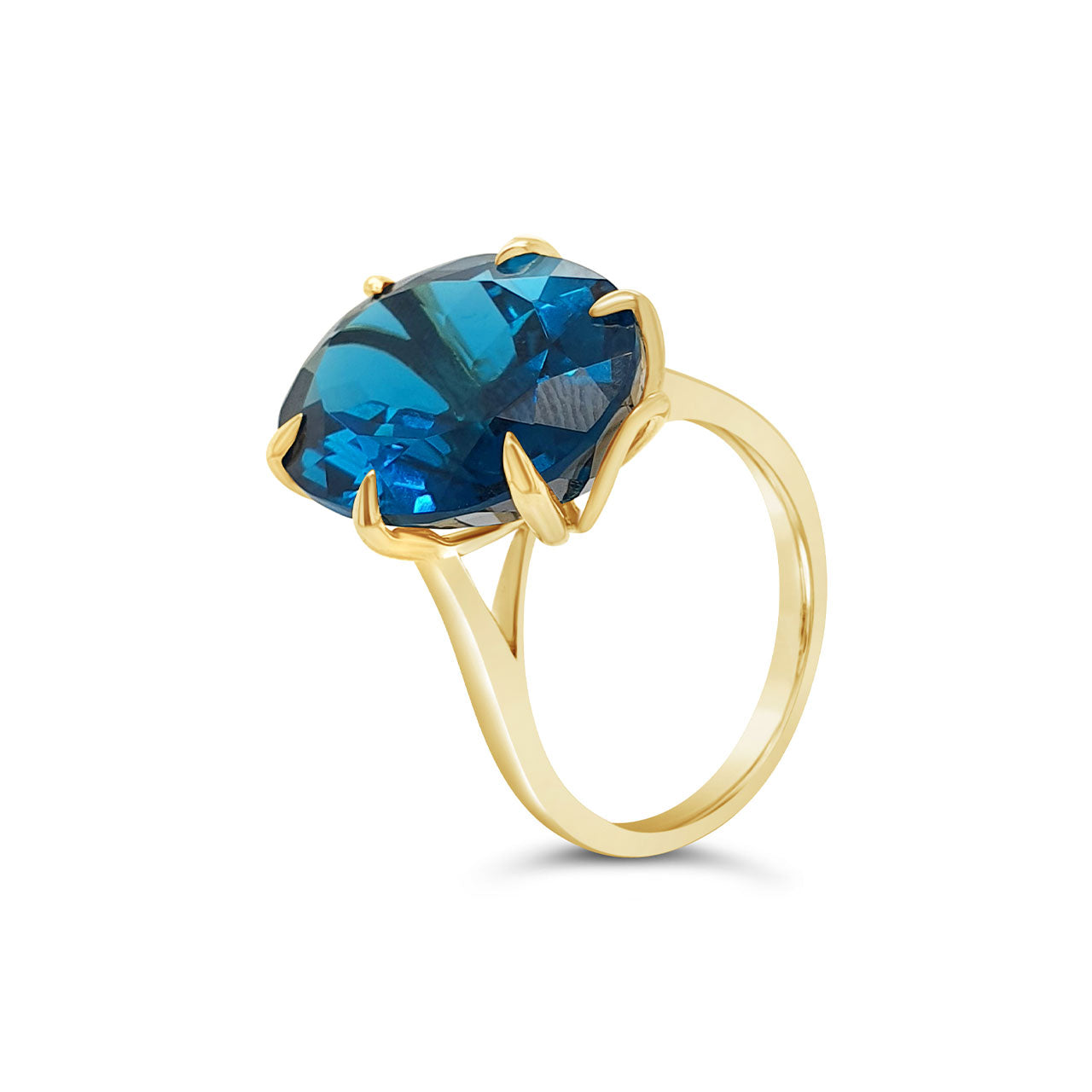 9k Yellow Gold 14.66ct London Blue Topaz Dress Ring