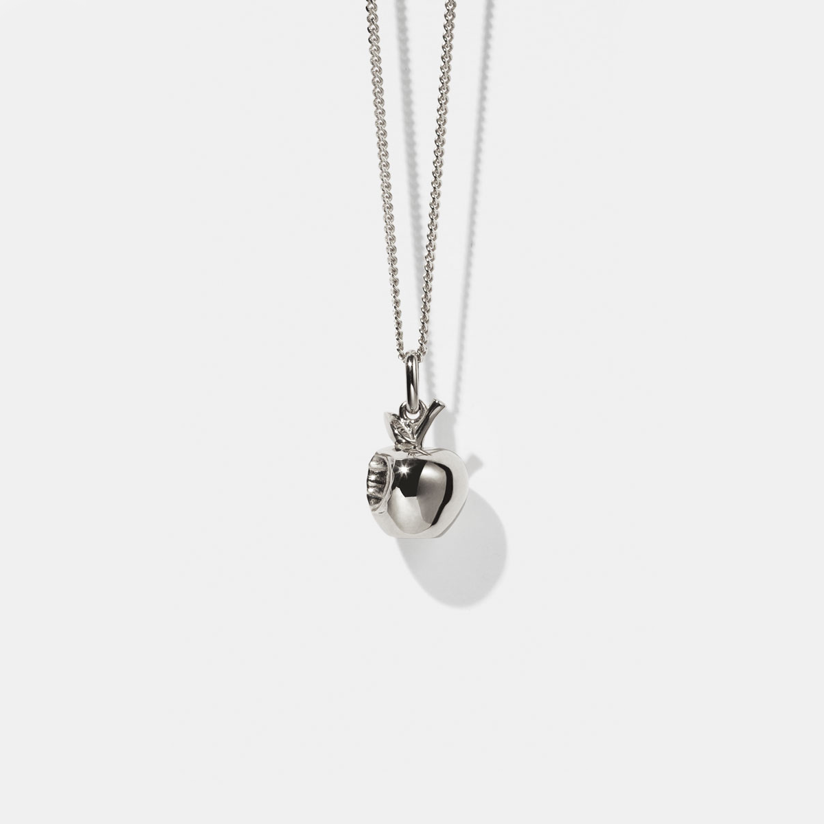 Sterling Silver Bitten Apple Charm Necklace