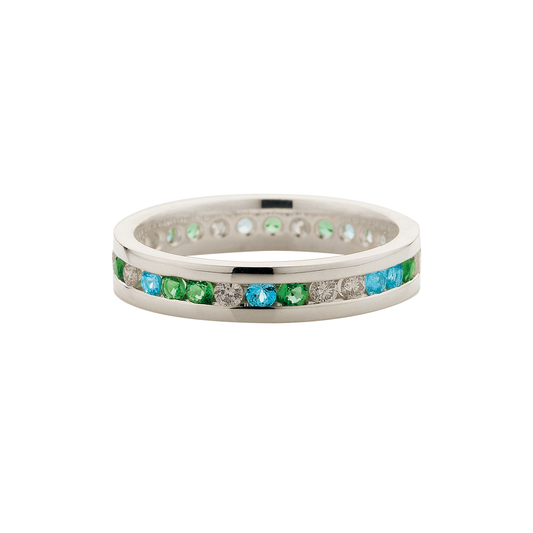 Sterling Silver Channel Set Blue Topaz Stacker Ring