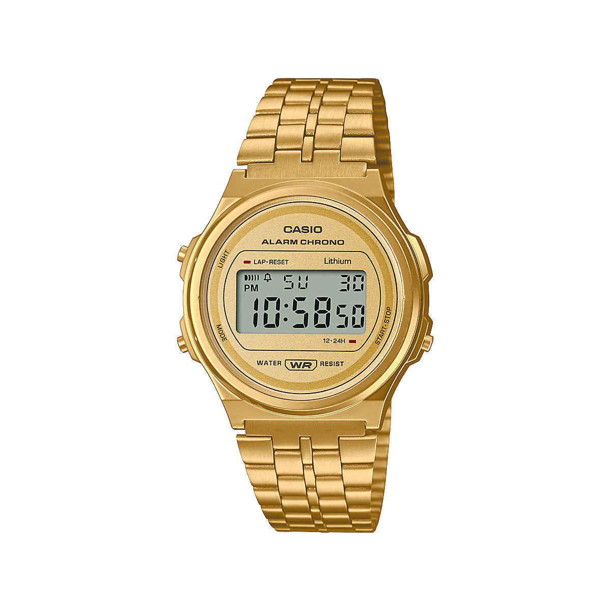 Gold Vintage Round Digital Watch - A171WEG-9A
