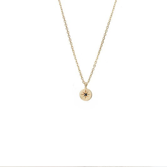 Petite North Star Necklace (Black Diamond/Gold)