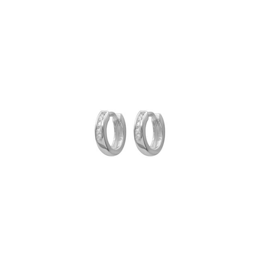 Sterling Silver & CZ Small Huggies