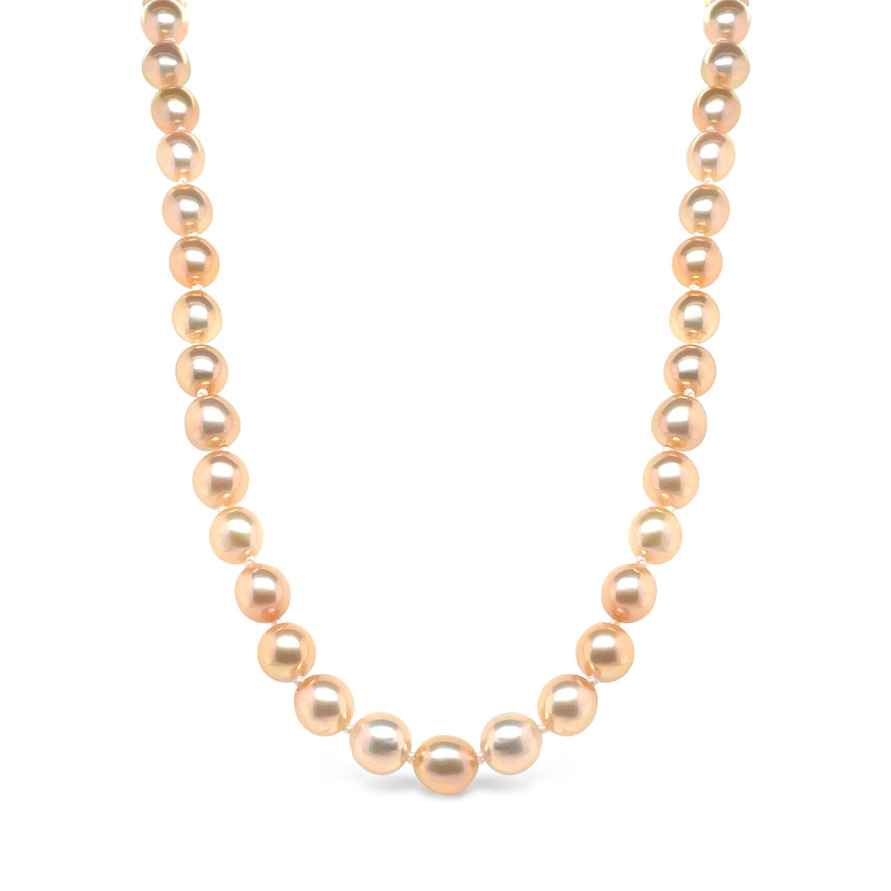 6-8mm Fresh Water Pearl Natural Pink Semi Baroque 45cm Knotted Strand Necklace