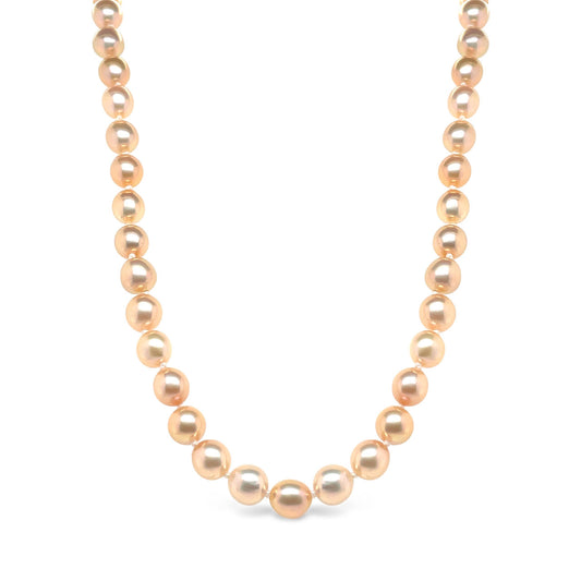 6-8mm Fresh Water Pearl Natural Pink Semi Baroque 45cm Knotted Strand Necklace