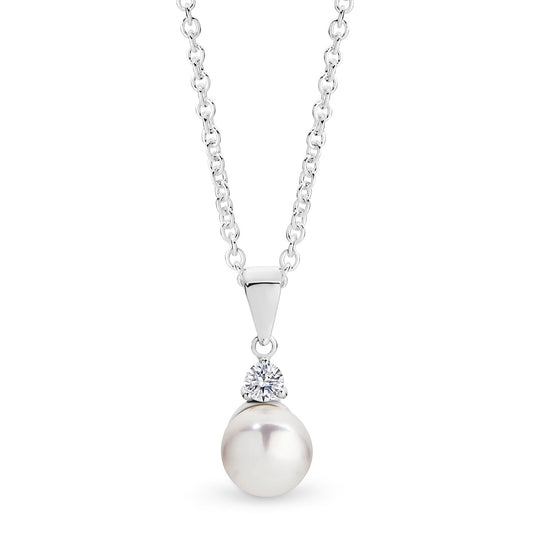 Fresh Water Pearl & CZ Pendant
