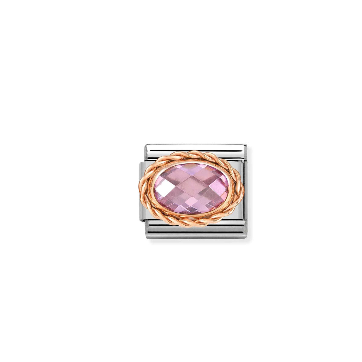 Composable Classic Link 430603/003 Oval Faceted CZ Pink In 9k Rose Gold