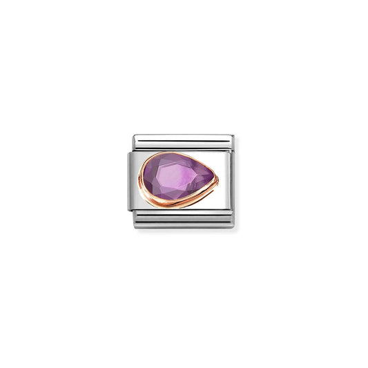 Composable Classic Link 430606/001 Tear Drop Right 9K Rose Gold & Violet CZ