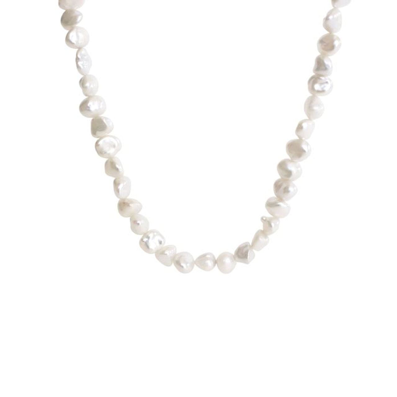 7-9mm White Keshi Strand with Sterling Push Button Claps