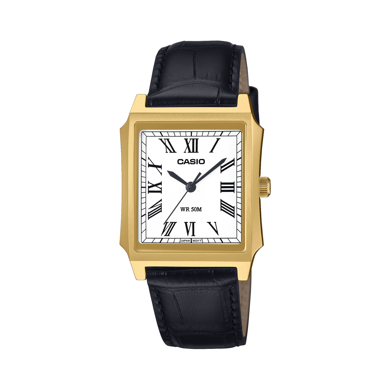 Casio Rectangular Gold Steel Watch - MTPB190GL-7B