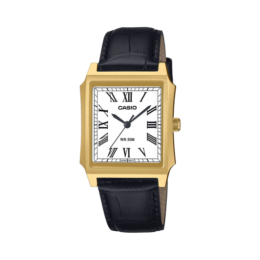 Casio Rectangular Gold Steel Watch - MTPB190GL-7B