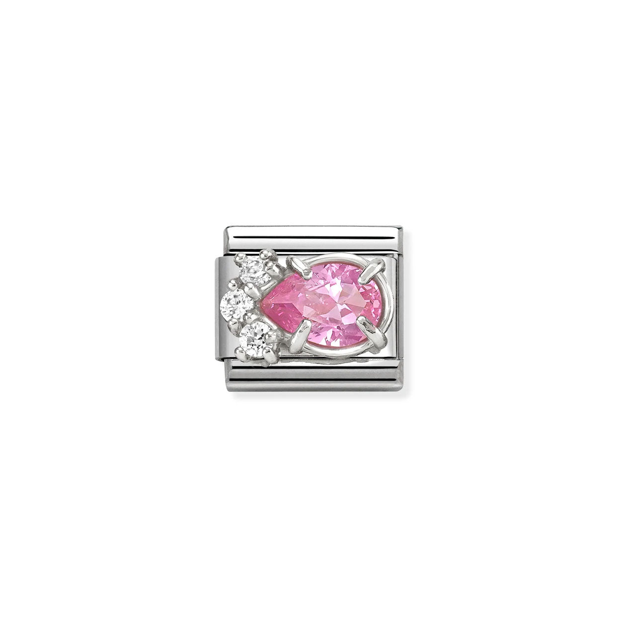 Composable Classic Link 330329/08 White & Pink CZ Teardrop In Silver
