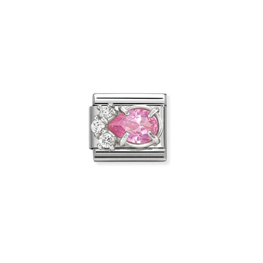 Composable Classic Link 330329/08 White & Pink CZ Teardrop In Silver