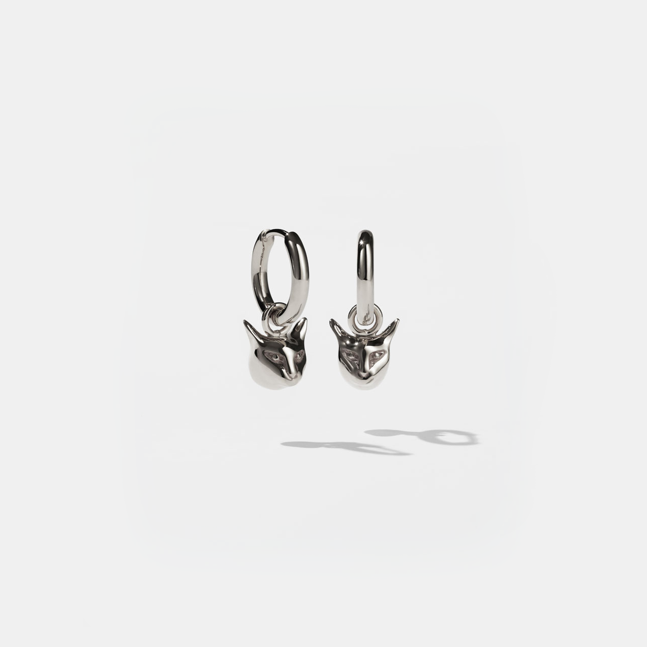 Sterling Silver Cat Charm Earrings
