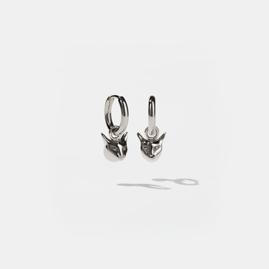 Sterling Silver Cat Charm Earrings