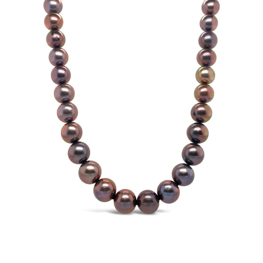 9.5-10.5mm Dyed Black Fresh Water Pearl Strand Necklace