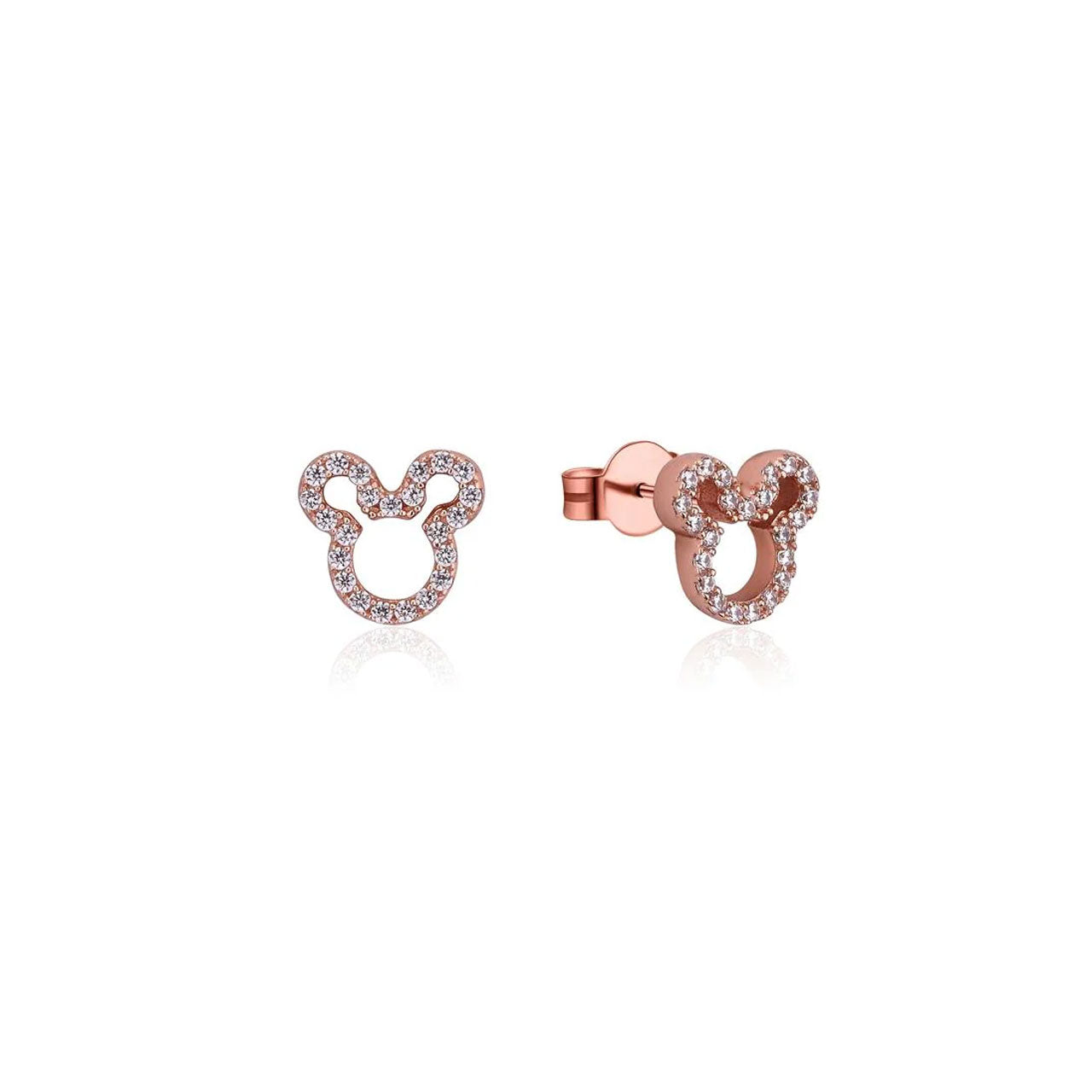 Disney - Rose Gold Plated Mickey Mouse Crystal Outline Stud Earrings