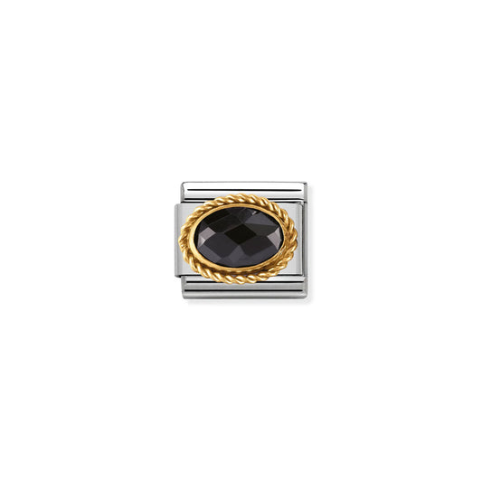 Composable Classic Link 030602/011 Black Faceted CZ With Twist In 18K Gold