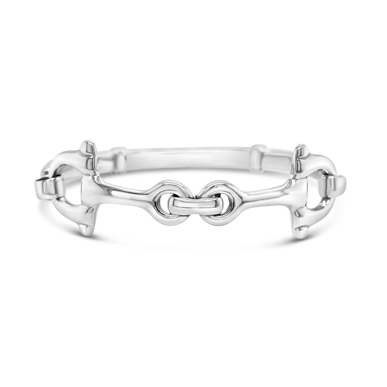 Sterling Silver Heavy Double Snaffle Hinged Bracelet - Large