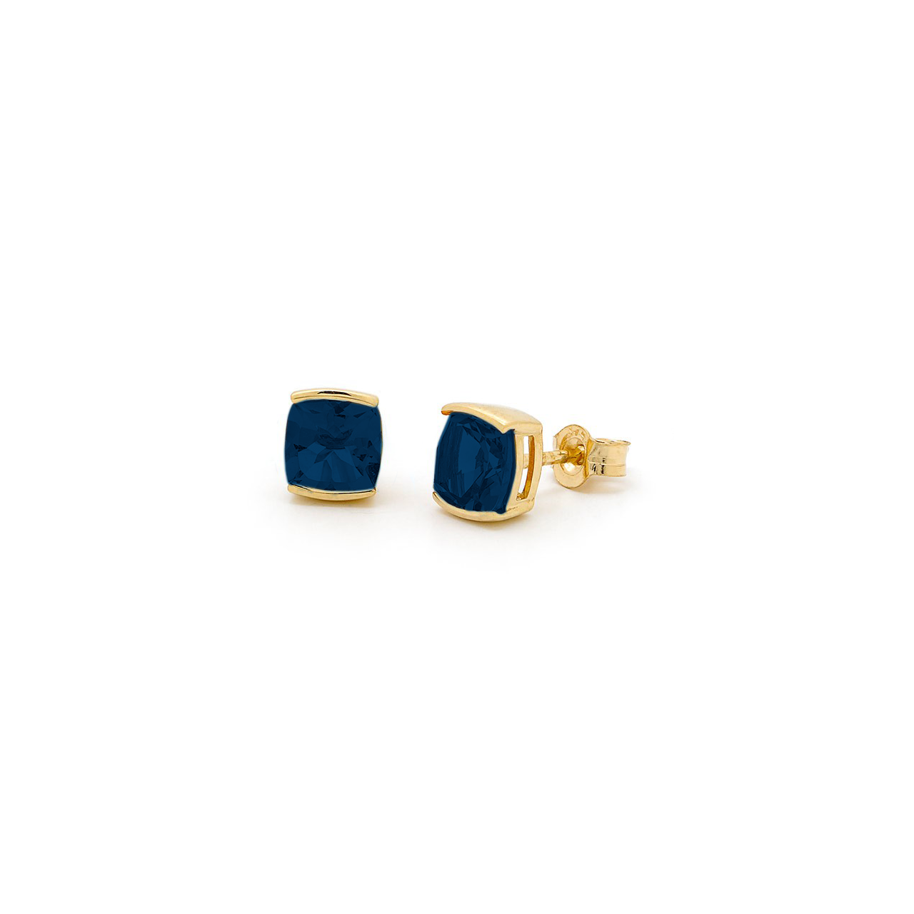 9k Yellow Gold Bezel Set Sapphire Stud Earrings