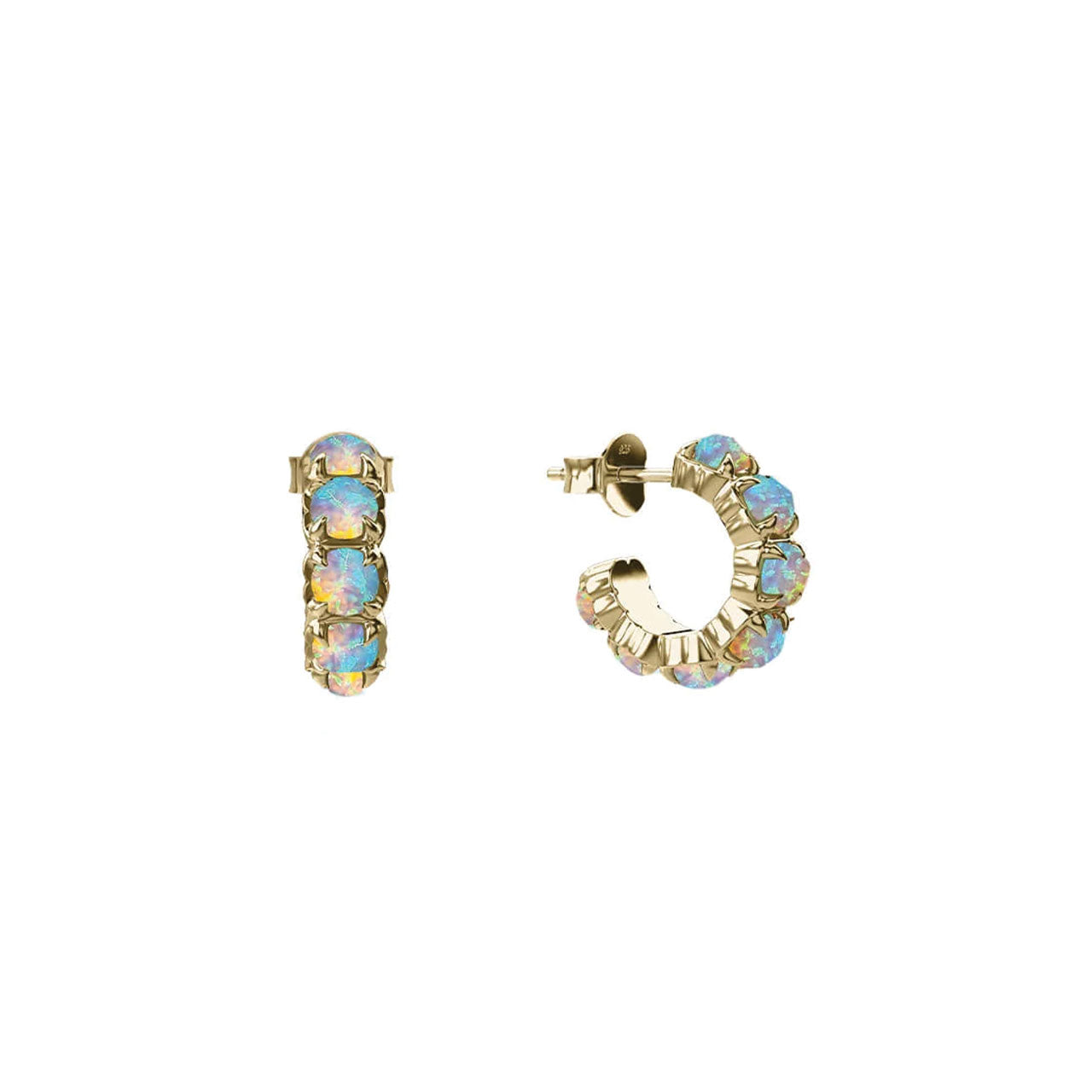 Halo Cluster Earrings Bello Opal - Gold Plated