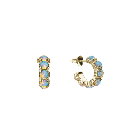 Halo Cluster Earrings Bello Opal - Gold Plated