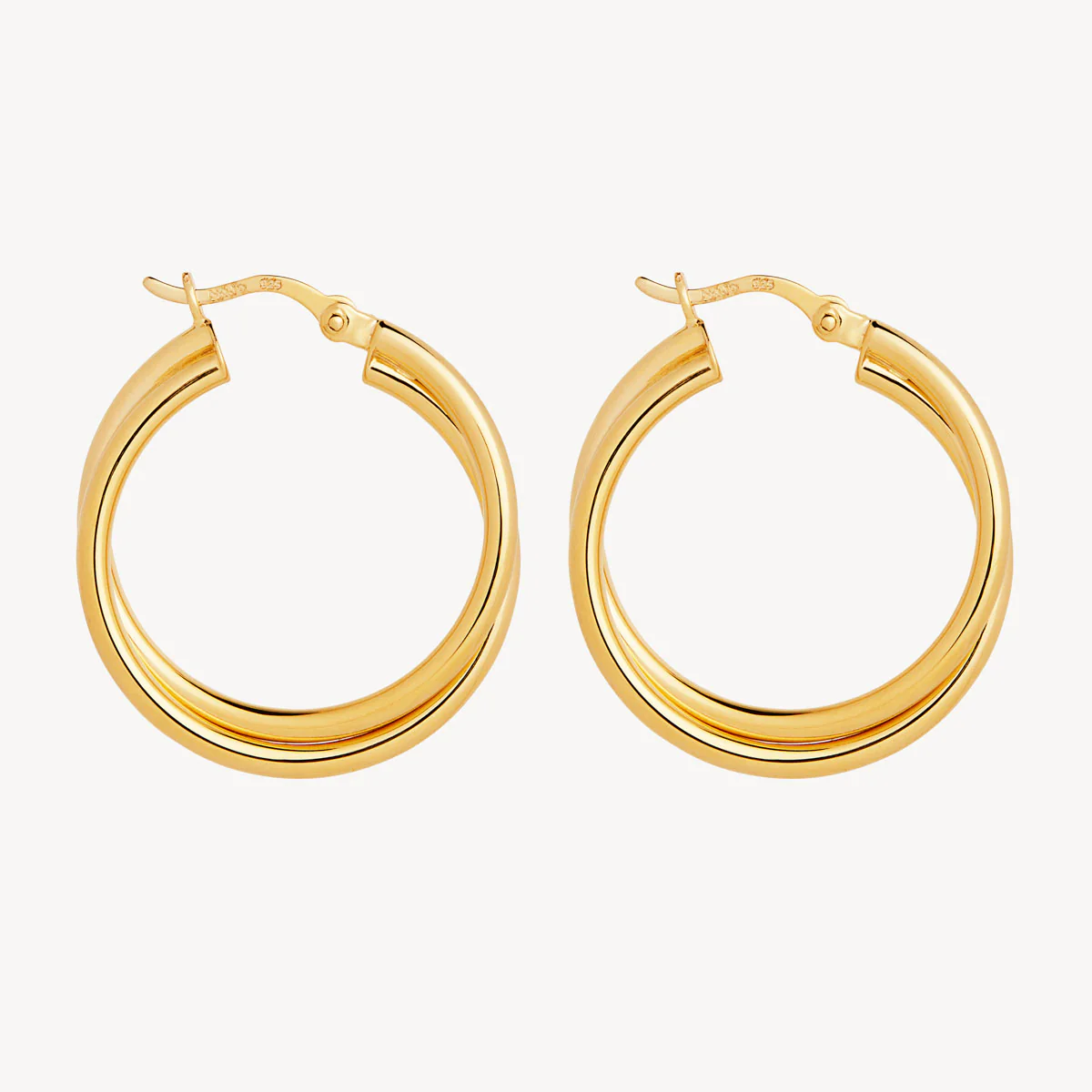 Duet Hoop Earrings - Gold Plated