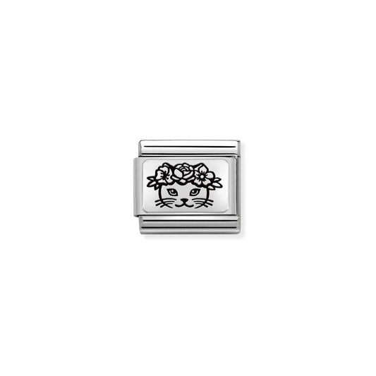 Composable Classic Link 330111/23 Cat With Flowers In 925 Silver