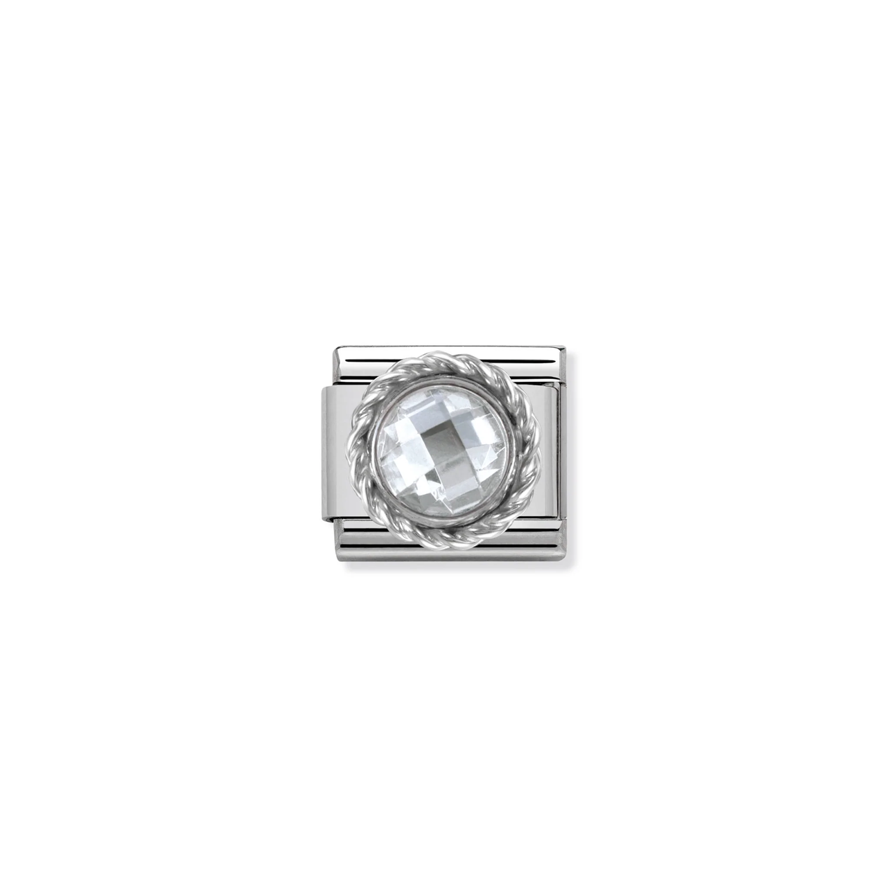 Composable Classic Link 330601/010 Round Faceted White CZ With Twist Detail In 925 Silver