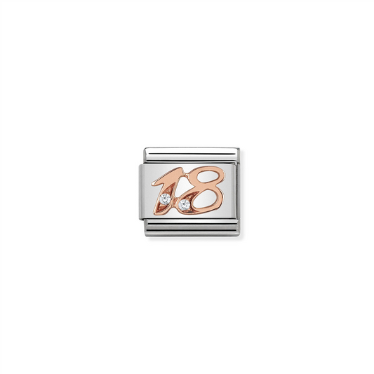 Composable Classic Link 430315/18 Number 18 in Rose Gold & CZ
