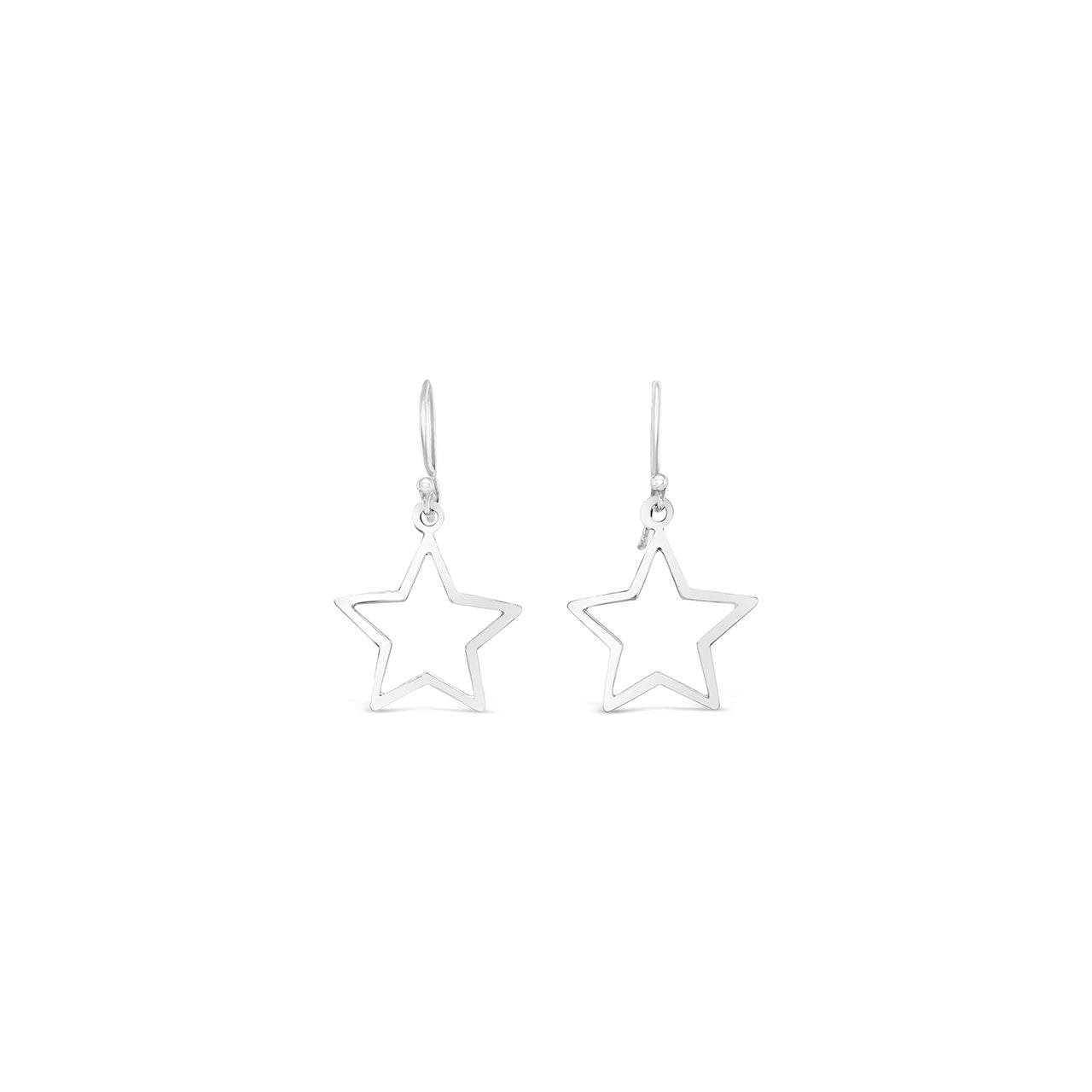 Sterling Silver Star Outline Hook Earrings