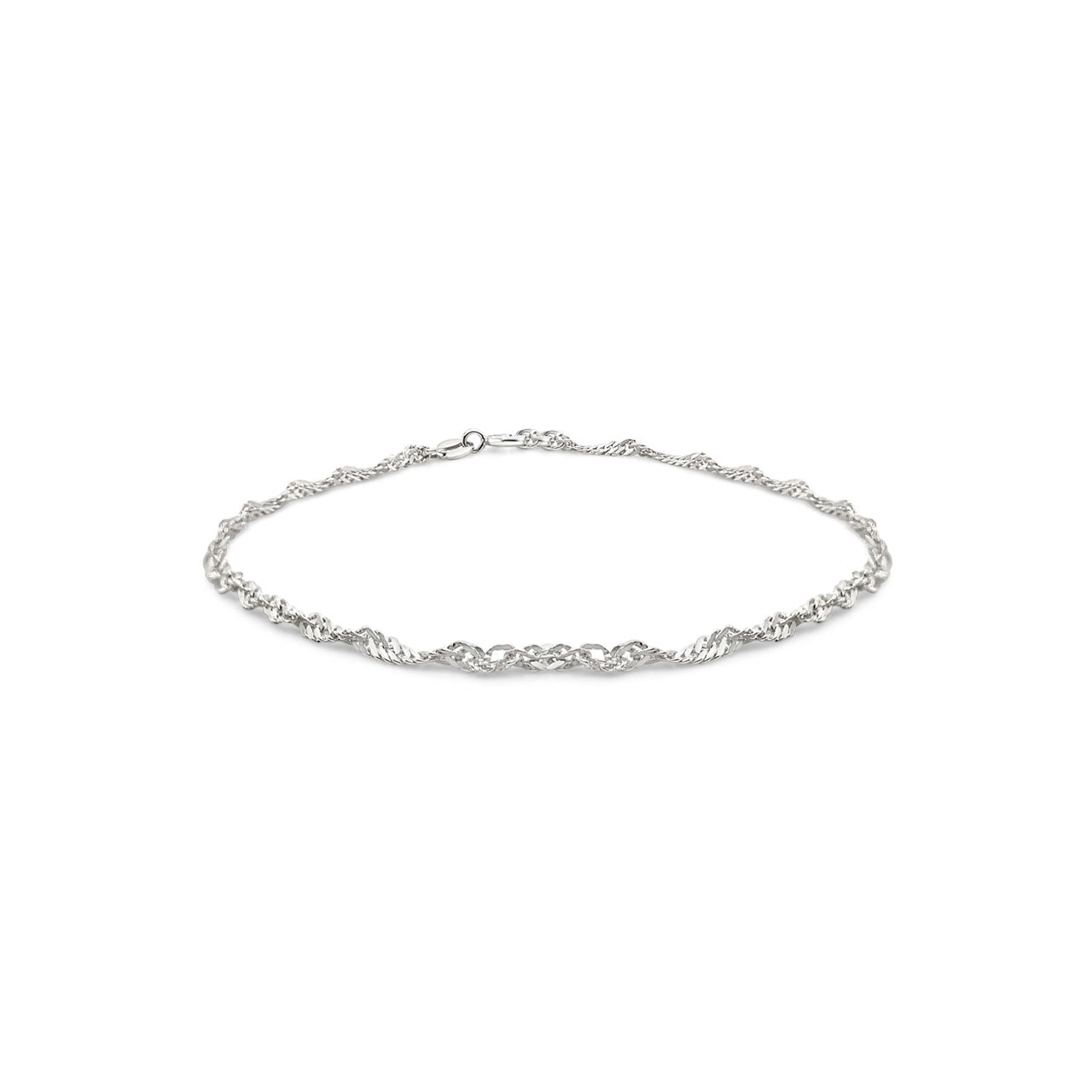 Sterling Silver Singapore Twist 23cm Anklet