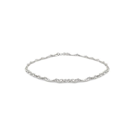Sterling Silver Singapore Twist 23cm Anklet