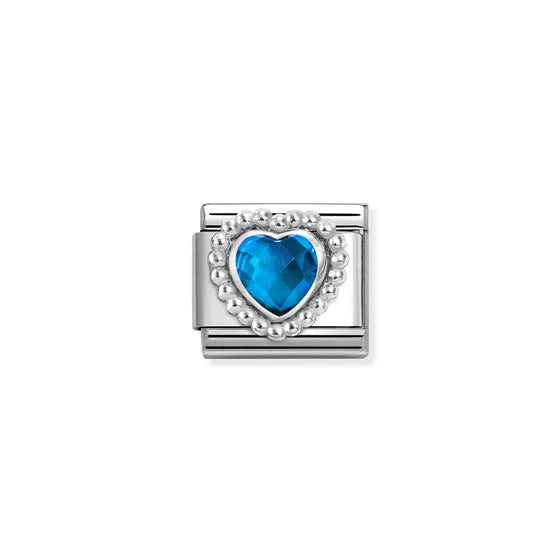 Composable Classic Link 330605/007 Faceted Blue CZ Heart In 925 Silver
