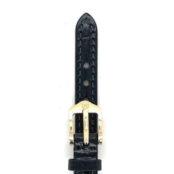 Crocograin - 10mm Black Leather Medium Watch Strap