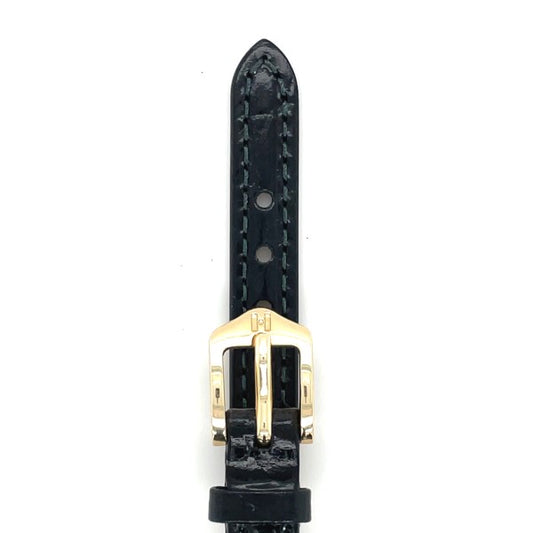 Crocograin - 10mm Black Leather Medium Watch Strap