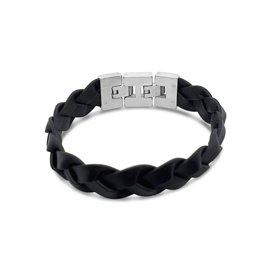 Dandy Black Plaited 15mm Bracelet with Steel Clasp