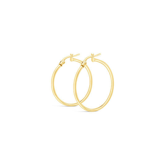 9k Yellow Gold Round Hoop Earrings