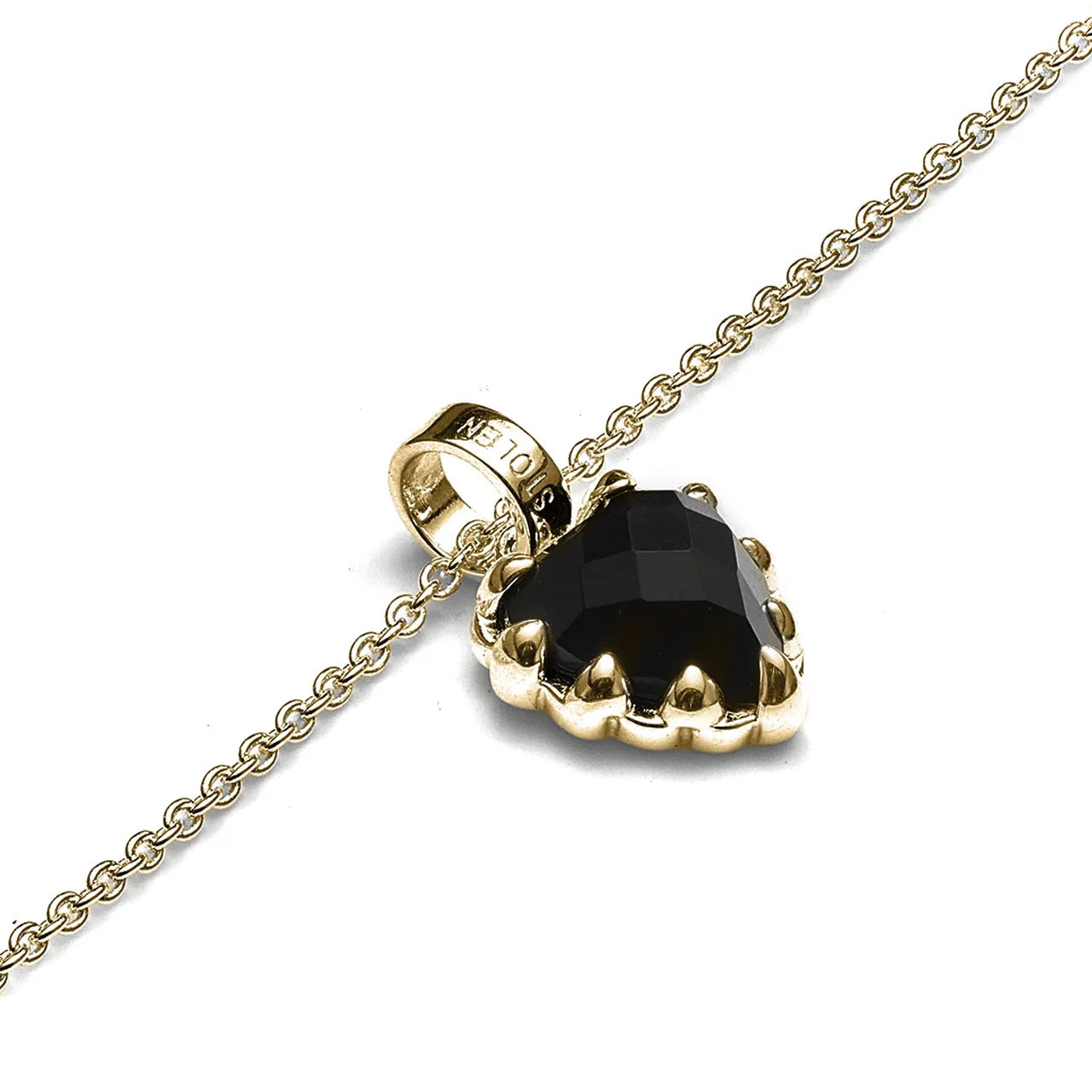 Mini Love Claw Necklace Onyx Gold Plated