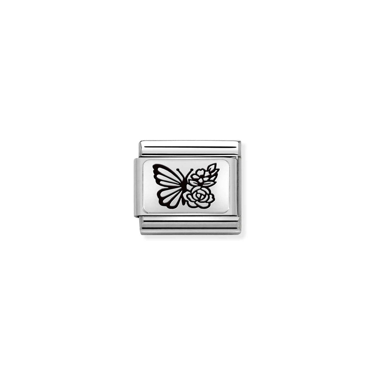 Composable Classic Link 330111/22 Butterfly With Flowers In 925 Silver