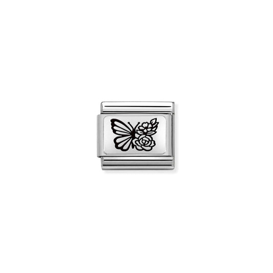 Composable Classic Link 330111/22 Butterfly With Flowers In 925 Silver