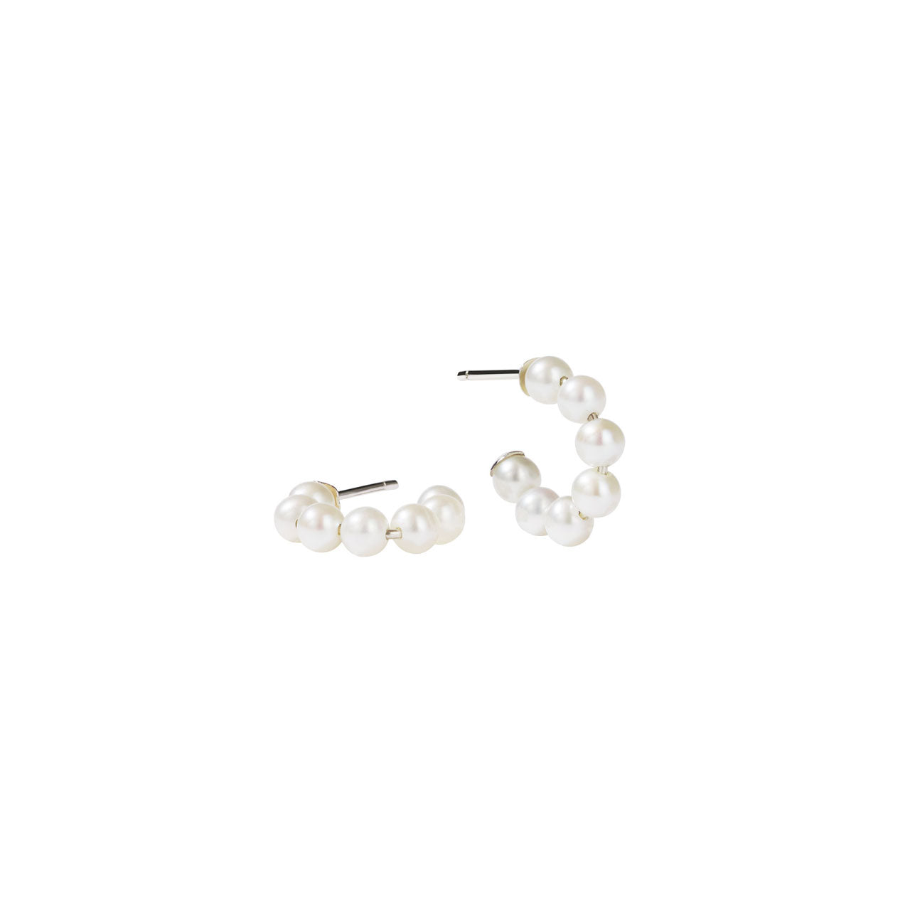 Sterling Silver Pearl Paris Hoop Earrings