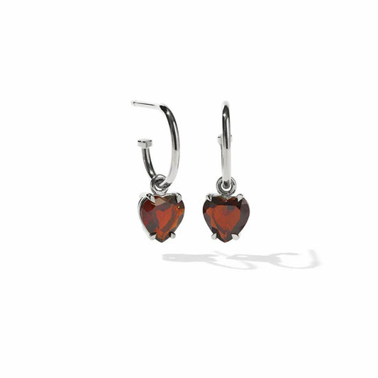 Sterling Silver Heart Jewel Signature Hoop Earrings